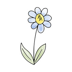 Flower watercolor doodle element. Vector illustration.