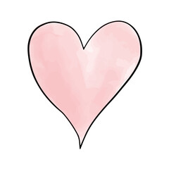 Watercolor doodle heart. Vector illustration.