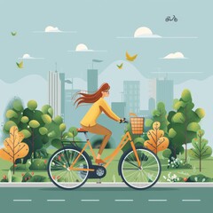Eco friendly bicycle concept. Cyclist's Day. Car free day. World bicycle day. World car free day. World car free day vector illustration. World bicycle day vector