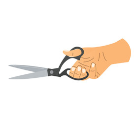 hand holding tailor's scissors; perfect for fashion blogs, sewing tutorials, or textile-related promotions- vector illustration