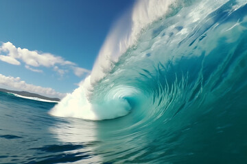 Big wave in the ocean, great for surfing - Powered by Adobe