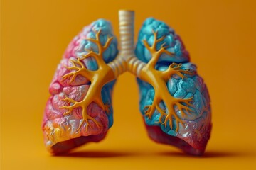 Square banner for world asthma day. Hand drawn human lung