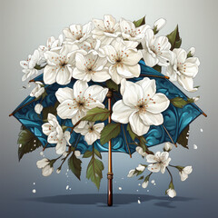 Watercolor flower umbrella, clipart Illustration, Generative Ai