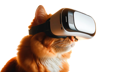 VR-savvy cat, PNG format with transparent background, perfect for tech and pet-themed content
