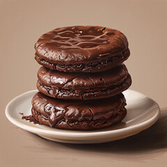 Dark brown soft chocolate cookies with extra chocolate cream inside