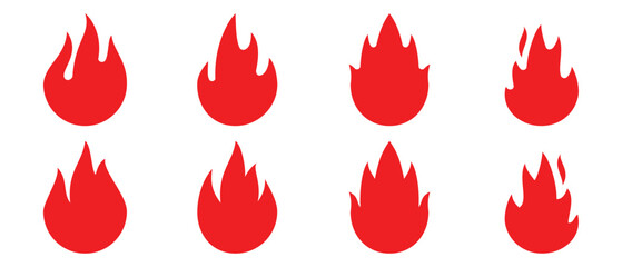 Fire design icon set, simple with red, blue and purple colors suitable to complement your graphics.