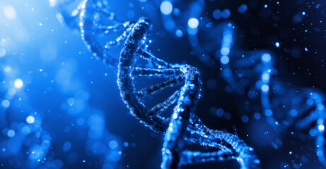 DNA Helix on a Blue Abstract Background. The Wonders of Genetic Science, Generative AI