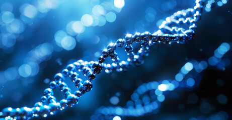 DNA Helix on a Blue Abstract Background. The Wonders of Genetic Science, Generative AI