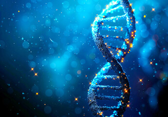 DNA Helix on a Blue Abstract Background. The Wonders of Genetic Science, Generative AI