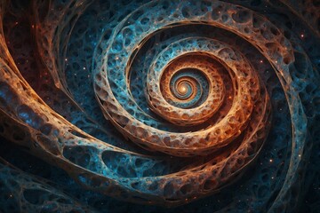 A spiral with a blue and orange swirl