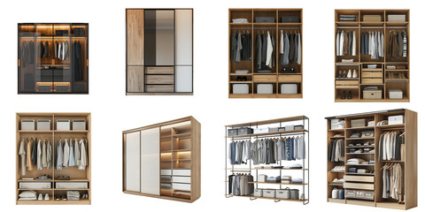 Wardrobe transparent collection in 3d using for presentation.