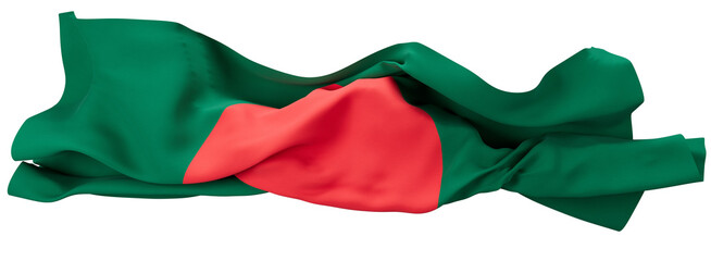Flowing Flag of Bangladesh on Dark Background with Vibrant Green and Red