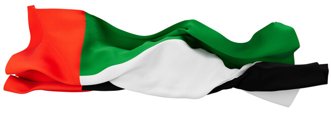 Elegant Waving Flag of United Arab Emirates with Pan-Arab Colors and Black Stripe