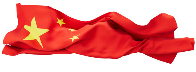Vivid Waving Flag of China with Large Gold Star and Smaller Stars on Red Field