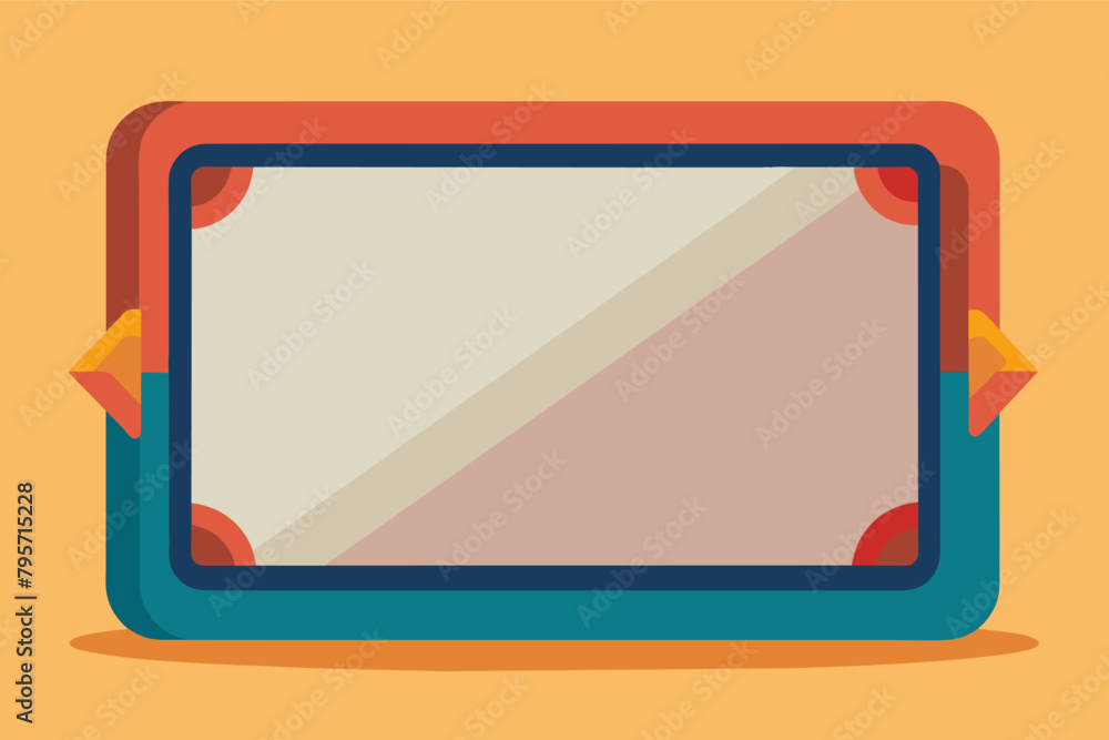 Poster Illustration of a generic tablet device with a blue and red case on an orange background.