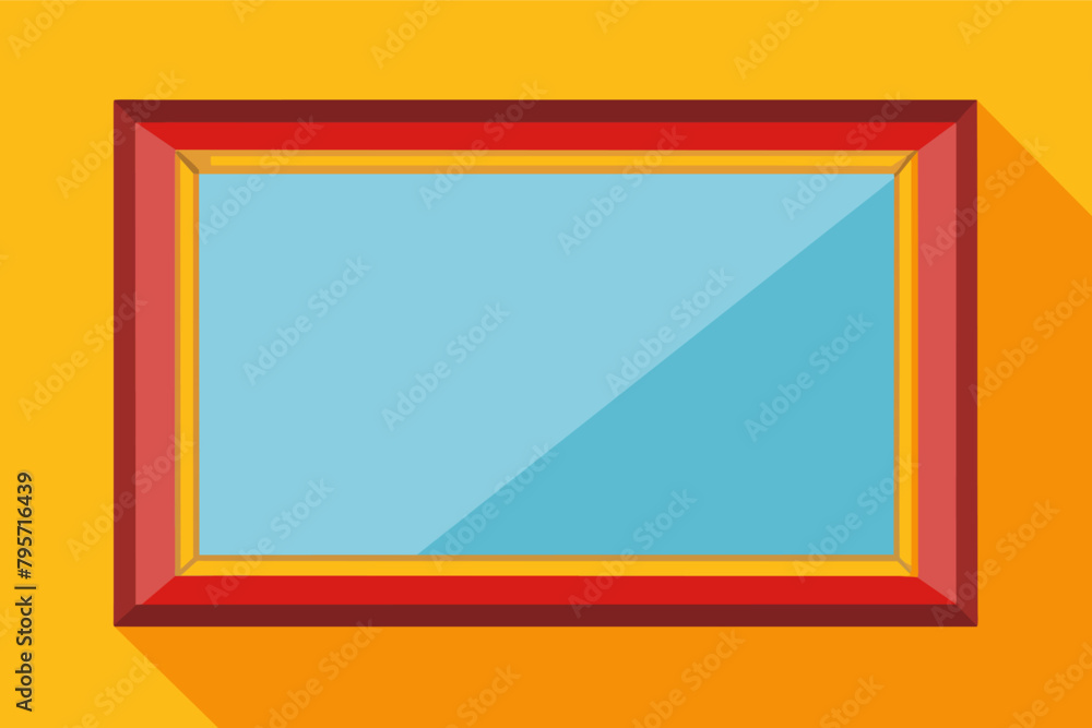 Poster an illustration of an empty picture frame with a red border against a yellow background
