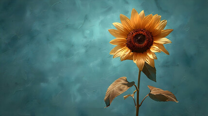 Fototapeta na wymiar An illustration of a minimalist sunflower against a clear sky