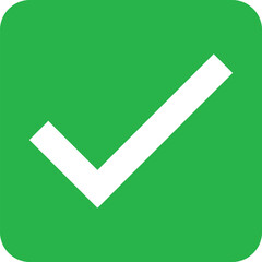Green square checkmark icon . Green web button with check mark sign . Vector illustration