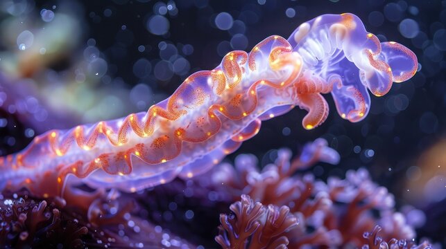 Sharp focus on flatworm regeneration, showing the division at the head and tail ends leading to new organisms, ideal for biological research presentations