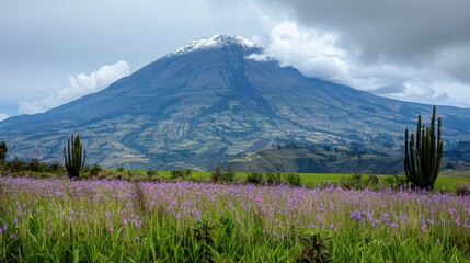 Fototapeta premium a field of flowers, purple blooms included