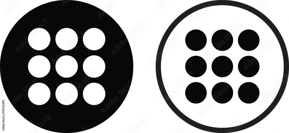 Poster keypad icon set in two styles isolated on white background .