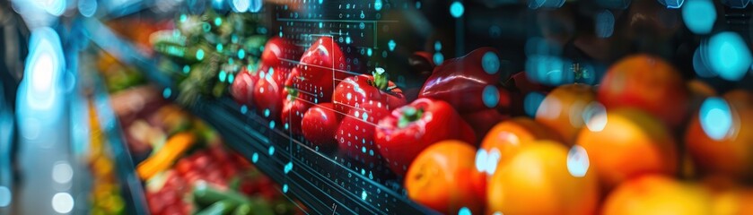 Close-up of a digital interface used for calculating sustainability ratings of food products, with a focus on algorithms that assess eco-friendly practices