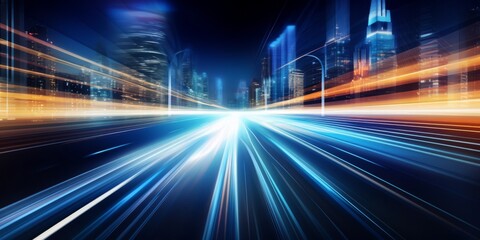 Car motion trails. Speed light streaks background with blurred fast moving light effect, Racing cars dynamic flash effects city road with long exposure night lights