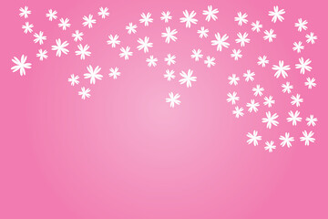 Greeting wishing card Happy Mothers day birthday wedding banner white flowers Pink magenta background Simple spring women design Horizontal backdrop of cute blooming flora frame Flat style Copy space