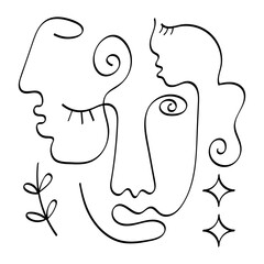 Abstract One Line Face