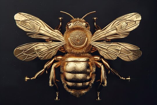 World Bee Day May 20 Gold bee isolated on black background
