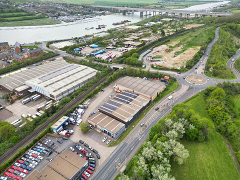 Aerial View of Residential District of Strood Town of Rochester, England United Kingdom. 