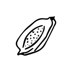 Hand drawn exotic fruit doodles. Cute tropical food sketch, summer fresh organic ingredients vector illustration