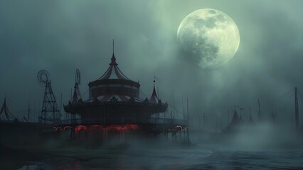 Creating a Spooky Circus Carnival Through Digital Art: Composite Image Using Photoshop. Concept Digital Art, Spooky Theme, Circus Carnival, Composite Image, Photoshop Tutorial - Powered by Adobe