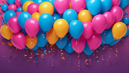 Dynamic Festive Background, Highlighted by Bold Fuchsia, Electric Blue, and Citrus Orange Balloons.