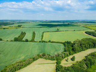 Fototapeta na wymiar Aerial view of fields around Uhrineves in Prague, Czech republic