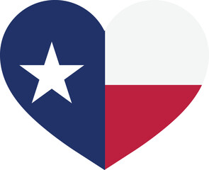 Texas heart flag . Texas love symbol . Texas flag in heart shape . Vector illustration