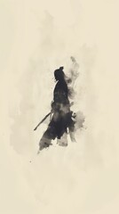 Silhouette samurai paper ink.