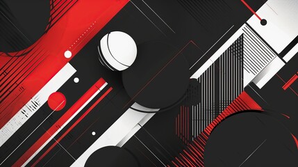 Circle abstract presentation background in red, black and white colors