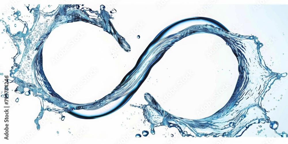 Aufkleber An Artistic Representation of the Infinity Symbol Created with Blue Water and Bubbles, Emphasizing Concepts of Purity, Connection, and Continuity in a Transparent Liquid Form, Generative AI