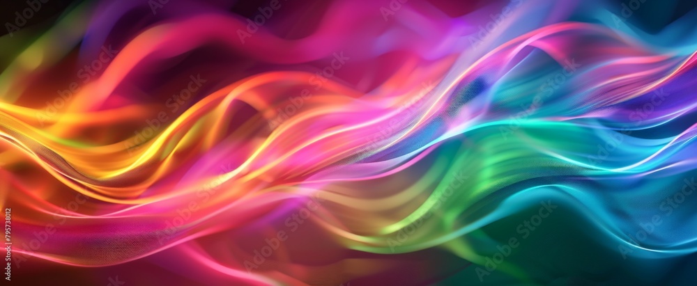 Poster neon waves of color in dynamic abstract design