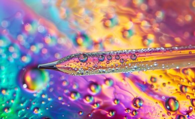 Vivid Ink Pen Tip with Colorful Water Droplets