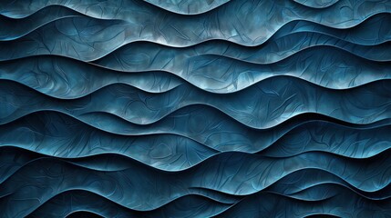 Obraz premium Deep blue wall paper waves pattern