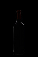 Bottle of wine with beautiful highlights on a black background