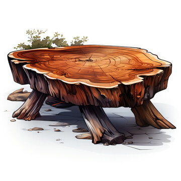 wooden stump table, brown, outdoor setting clip art preview