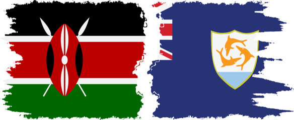 Anguilla and Kenya grunge flags connection vector - obrazy, fototapety, plakaty