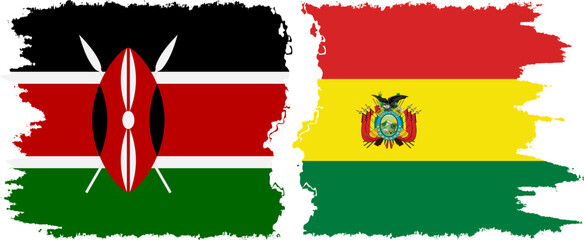 Bolivia and Kenya grunge flags connection vector