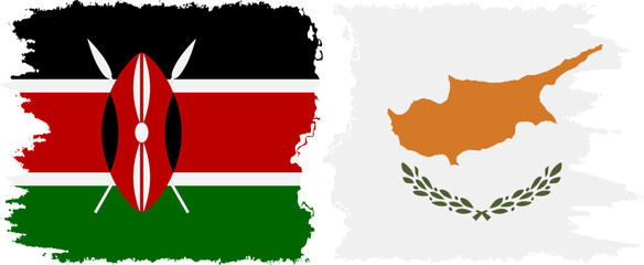 Naklejka premium Cyprus and Kenya grunge flags connection vector