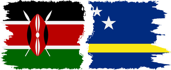 Curacao and Kenya grunge flags connection vector