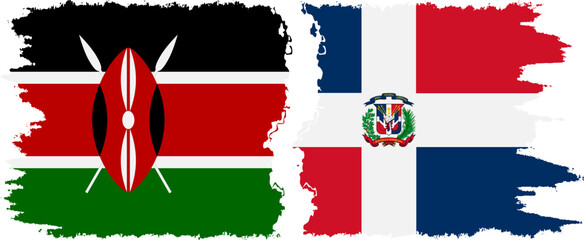 Dominican Republic and Kenya grunge flags connection vector