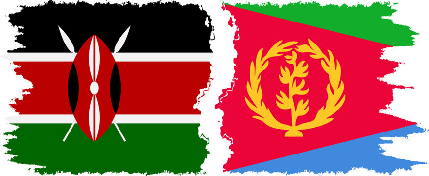 Eritrea and Kenya grunge flags connection vector
